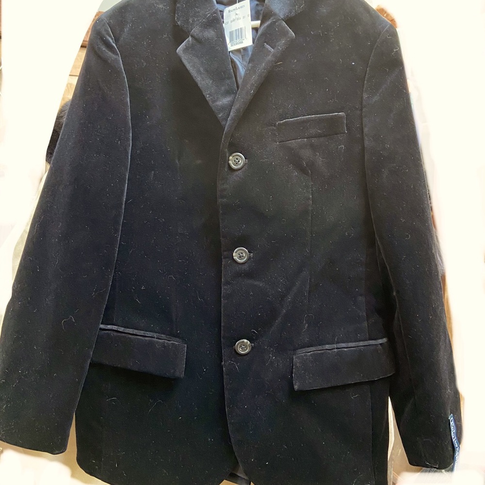 Ralph Lauren black velvet three button blazer jacket new with tags size 12